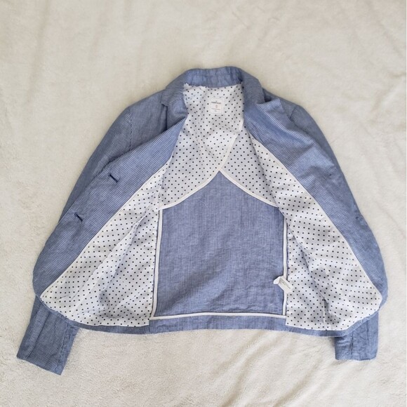 Gap The Academy Blazer Chambray Striped Linen in Blue White size 0 - Picture 12 of 14